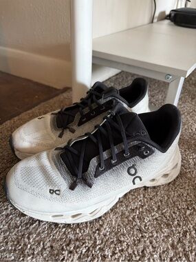 On Cloud Running Shoes - White/Black Women's Athletic Sneakers